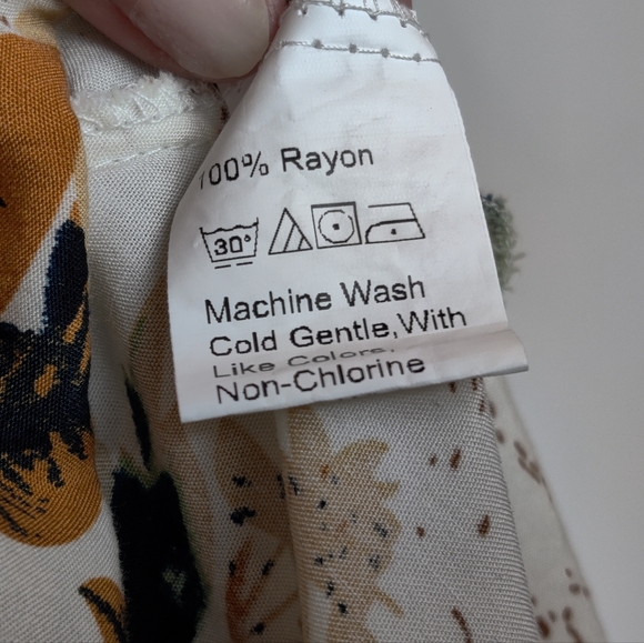 Milumia Women's Boho Button Up Split Cream Floral Print Flowy Dress - Picture 11 of 13